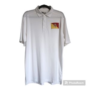 Callaway Golf Opti-dri Men's Polo Sz M White Short Sleeve Embroidery Sicily Flag